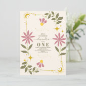 Celestial Botanical 1e Verjaardag Kaart (Staand voorkant)