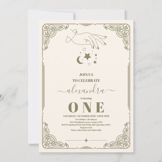  Celestial Botanical 1e Verjaardag Kaart (Voorkant)