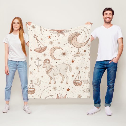 Celestial Botanical Pattern (1) Fleece Deken (In situ)