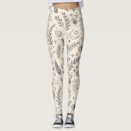 Celestial Botanical Pattern (5) Leggings (Voorkant)