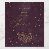 Celestial Bourgogne Gouden Maan Bruiloft Wijn Labe Etiket (Enkel label)