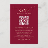 Celestial Bourgondië Gold Budget QR Code RSVP Foto Informatiekaartje (Voorkant)