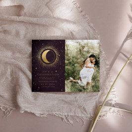 Celestial Bourgondië Twee foto bruiloft Save the D Kaart