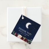 Celestial Bruiloft Blauwe Hemel Maan Sterren Bloem Bedankjes Labels (In situ)