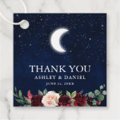 Celestial Bruiloft Blauwe Hemel Maan Sterren Bloem Bedankjes Labels (Voorkant)