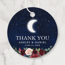Celestial Bruiloft Blauwe Hemel Maan Sterren Bloem Bedankjes Labels