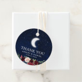 Celestial Bruiloft Blauwe Hemel Maan Sterren Bloem Bedankjes Labels (In situ)