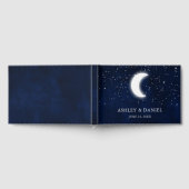 Celestial Bruiloft Blauwe Nacht Sterren Maan Bruil Gastenboek (Volledig)