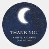 Celestial bruiloft dank u Blue Sky Moon sterren Ronde Sticker (Voorkant)
