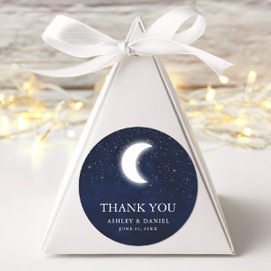 Celestial bruiloft dank u Blue Sky Moon sterren Ronde Sticker