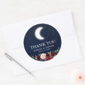 Celestial bruiloft Dank u Moon Stars Floral Ronde Sticker (Envelop)