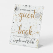 Celestial Bruiloft Gast Boek Pedestal Sign Reclamebord Met Voetstuk (Voorkant)