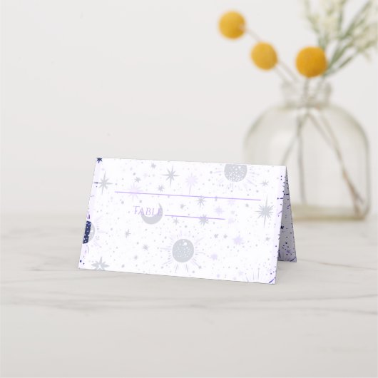 Celestial Bruiloft Gevouwen Plaats Kaart Plaatskaartje (Voorkant)