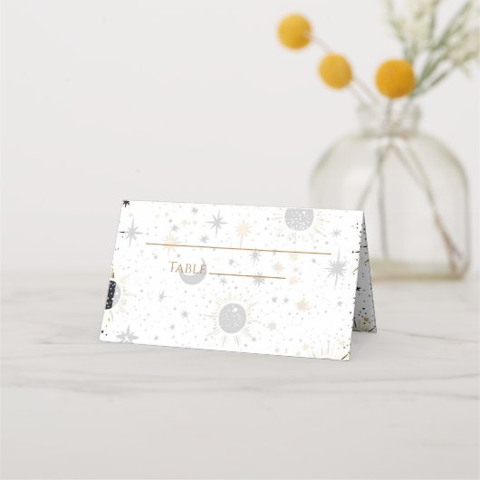 Celestial Bruiloft Gevouwen Plaats Kaart Plaatskaartje (Voorkant)