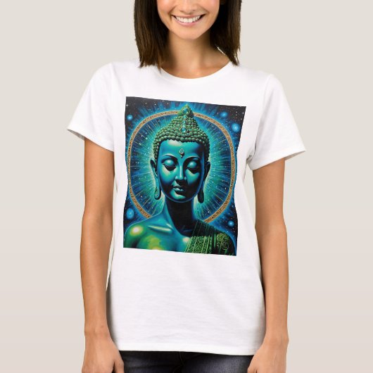 Celestial Buddha Cosmic Spiritueel Art T-shirt (Voorkant)
