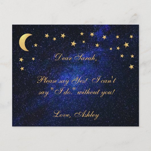 Celestial Budget Gold Stars Bruidsmeisje voorstel (Achterkant)