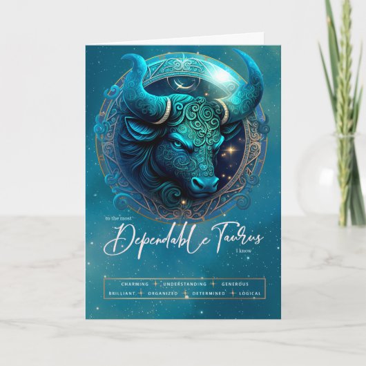 Celestial Bull Symbool Fantasy Stier Teken Verjaar Kaart (Voorkant)