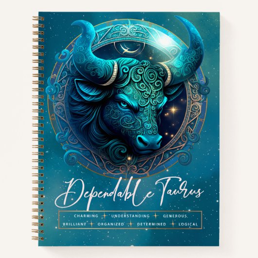 Celestial Bull Zodiac Symbool Fantasy Stier Notitieboek (Voorkant)