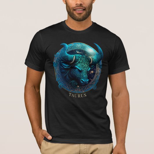Celestial Bull Zodiac Symbool Fantasy Taurus Manne T-shirt (Voorkant)