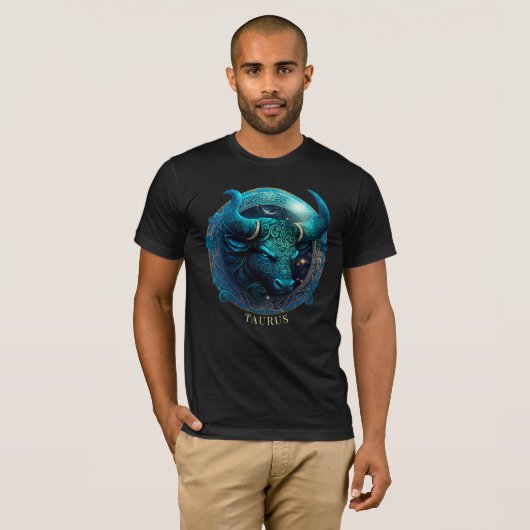 Celestial Bull Zodiac Symbool Fantasy Taurus Manne T-shirt (Voorkant volledig)