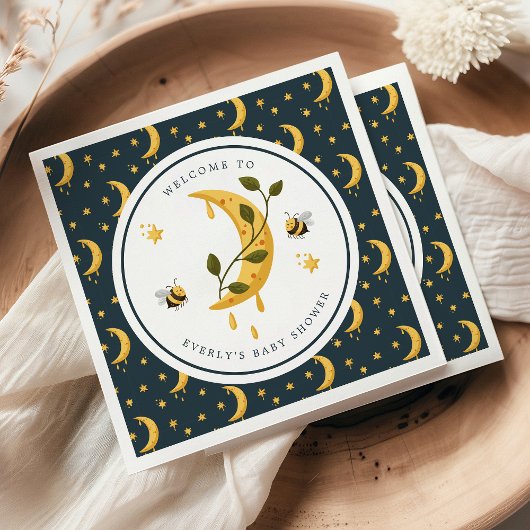 Celestial Bumblebee Moon Honey Baby shower Servet