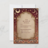 Celestial Burgundy Baroque Wedding RSVP Kaartje (Voorkant)