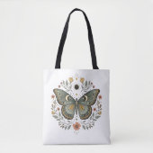 Celestial Butterfly Floral Illustration Tote Bag (Voorkant)