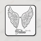 Celestial Butterfly Tattoo Salon Black and white Vierkante Visitekaartje (Voorkant)