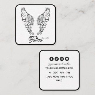Celestial Butterfly Tattoo Salon Black and white Vierkante Visitekaartje