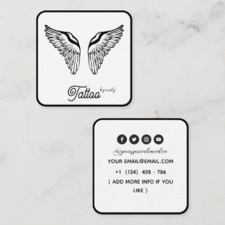 Celestial Butterfly Tattoo Salon Black and white Vierkante Visitekaartje