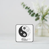 Celestial Butterfly Tattoo Salon Black and white Vierkante Visitekaartje (Staand voorkant)