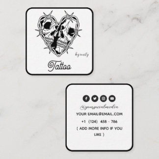 Celestial Butterfly Tattoo Salon Black and white Vierkante Visitekaartje