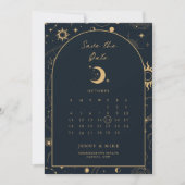 Celestial Calendar Arch Save the Date Invitation Kaart (Voorkant)