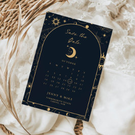 Celestial Calendar Arch Save the Date Invitation Kaart
