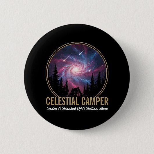 Celestial Camper Galaxy Night Scene Ronde Button 5,7 Cm (Voorkant)