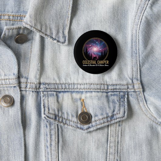 Celestial Camper Galaxy Night Scene Ronde Button 5,7 Cm (In situ)