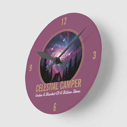 Celestial Camper Galaxy Night Scene Ronde Klok (Hoek)