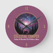 Celestial Camper Galaxy Night Scene Ronde Klok (Voorkant)