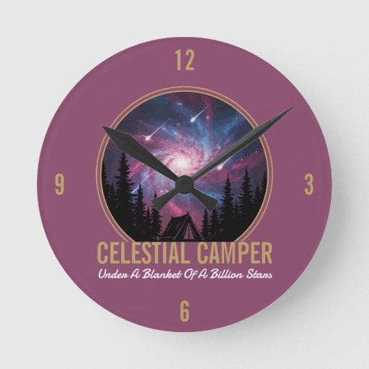 Celestial Camper Galaxy Night Scene Ronde Klok (Voorkant)