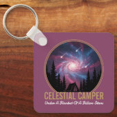 Celestial Camper Galaxy Night Scene Sleutelhanger (Voorkant)