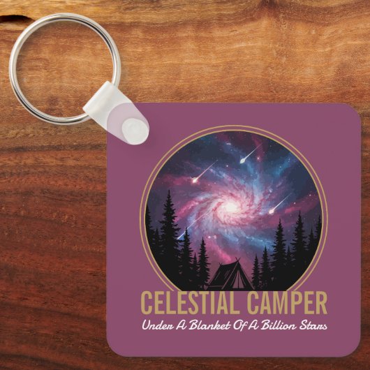 Celestial Camper Galaxy Night Scene Sleutelhanger (Voorkant)