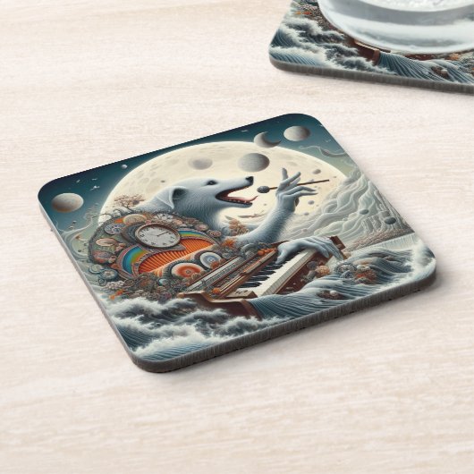 Celestial Canis Pianist Bier Onderzetter (Linkerzijde)