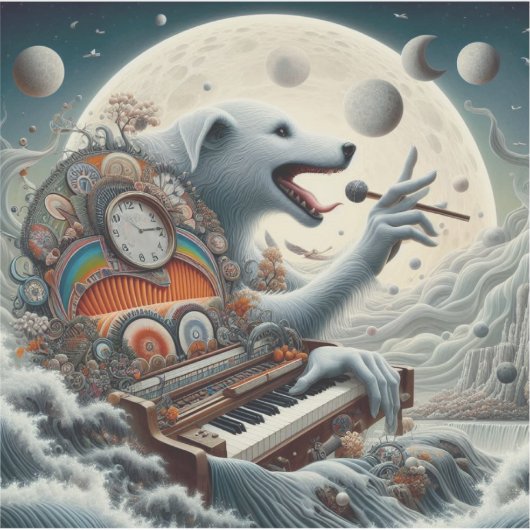 Celestial Canis Pianist Sticker (Voorkant)