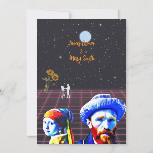 Celestial Canvassen van Liefde Zonnebloem Bruiloft Kaart (Voorkant)