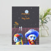 Celestial Canvassen van Liefde Zonnebloem Bruiloft Kaart (Staand voorkant)