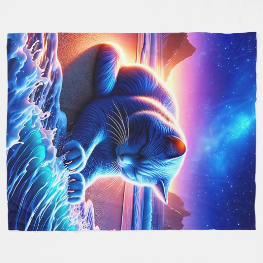 Celestial Cat bij het water Fleece Deken (Voorkant (Horizontaal))