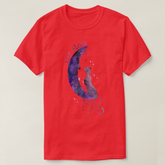 Celestial Cat en Moon T-shirt (Design voorkant)