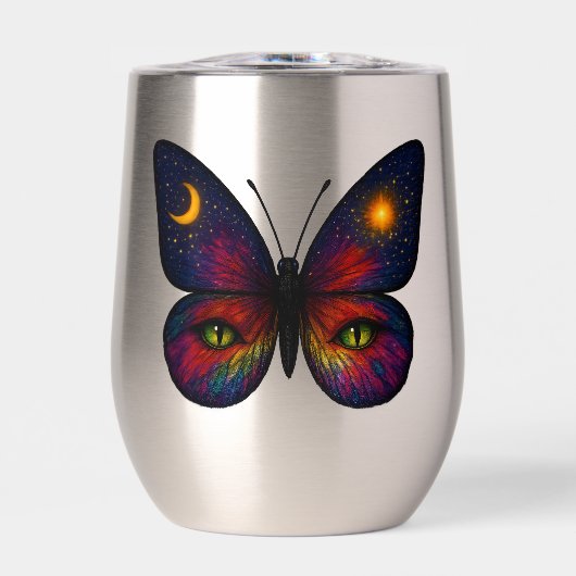 Celestial Cat-Eye Butterfly Colorful Sun Moon Boho (Voorkant)