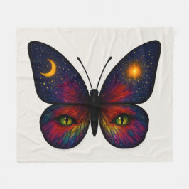 Celestial Cat-Eye Butterfly Colorful Sun Moon Boho Fleece Deken