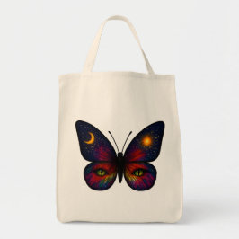 Celestial Cat-Eye Butterfly Colorful Sun Moon Boho Tote Bag